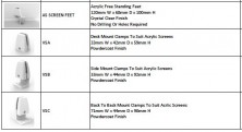 Screen Feet And Clamps Range And Specifications